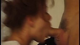 German chick is sucking her landlord's cock and spreading up to get fucked in the kitchen