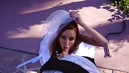 Red haired bride, Vanna Bardot is having sex with a random guy, before the wedding ceremony