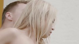 Sweet blonde babe is sucking her neighbor's dick and getting fucked while no one is watching them