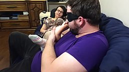 Masked guy has a thing for stinky feet and can't stop sniffing Kiora's toes, while watching TV
