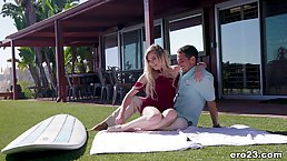 Chloe Foster is getting fucked in the backyard, while her boyfriend is out of town