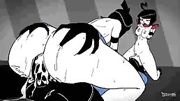Cartoon girls are having hardcore sex with a black guy they have never seen before