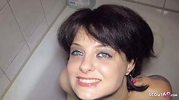 B;ue- eyed, amateur brunette with small tits, Lilly is getting nailed in the middle of the night
