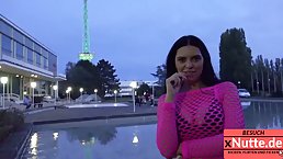 Dirty minded brunette with big, natural boobs is traveling around the world to fuck various guys