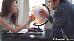 Nelya is a charming teen brunette who likes hardcore sex and doesn't mind cheating on her boyfriend