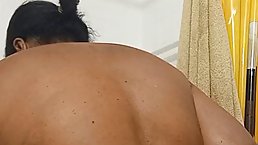 Ebony BBW is having a shower in front of the camera, just for the fun of it