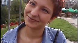 Red haired babe with big tits is rubbing and fingering her pussy instead of getting fucked