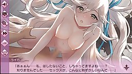 Busty, blonde cartoon babe is riding a rock hard dick and moaning from pleasure while cumming