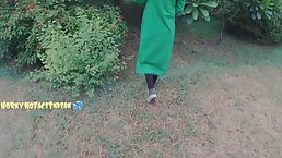 After peeing in the nature, naughty girl gave a handjob to a stranger who was watching her