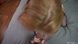 Slutty redhead is sucking a rock hard cock in a POV style, free of any charge