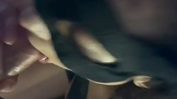Seductive brunette with a mask is gently sucking a rock hard dick, like a real pro