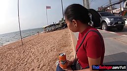 Busty, Thai brunette in a mini skirt is about to have casual sex with a stranger