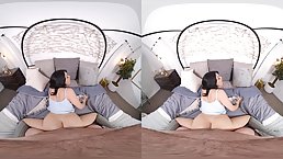 Leda Lotharia is a smoking hot brunette with natural tits who likes wild sex in VR