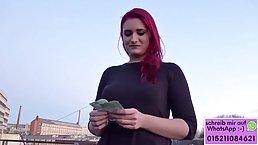 Curvaceous redhead in erotic, black stockings is spreading her legs wide open to get fucked good