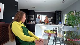 Barely legal teen brunette got fucked from the back, the other day, in the kitchen