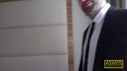 English brunette with big boobs is wearing a mini skirt while having anal sex with Dom Pascal