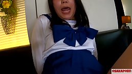 Korean schoolgirl is sucking dick instead of doing her homework, and enjoying it a lot