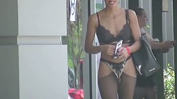 Kinky lady is often showing her ass in public, because it excites her more than anything else