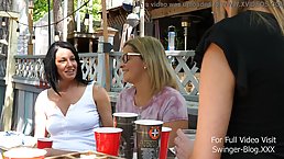 Mature women are fucking each other in front of their husbands, in the middle of the day