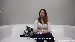 Sandra is doing everything she saw in XXX movies during her first porn video casting