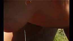 German blonde is about to have casual sex with a random man, in the nature