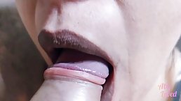 Experienced woman is gently sucking a rock hard dick in front of the camera, just for fun