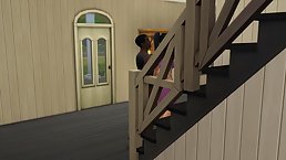 Black dude is having a casual, interracial threesome with a white couple, in their bedroom