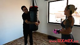 Big butt blonde with tattoos, Patricia Acevedo is having casual sex with her personal trainer