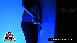 Amateur Italian woman is rubbing a random rock hard dick through a gloryhole, just for fun