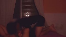 Insatiable woman is cheating on her partner in a hotel room, in the middle of the night