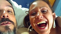 After giving a blowjob to her lover, Brazilian milf had hardcore sex with him, all night long