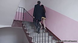 Slutty, teen brunette, Regina Rich is sucking her neighbor's dick, before having casual sex with him