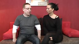 Seductive woman with pierced nipples is having casual sex with one of the neighbors and enjoying it