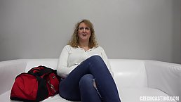 Czech blonde with curly hair, Dana went to a porn video casting to get fucked hard