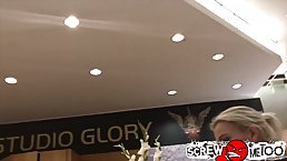 Spoiled blonde with big, natural tits is having casual sex in front of the camera