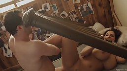 Big titted brunette is moaning while having hardcore sex with a guy who isn't her partner