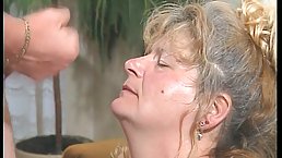 German mature gave a blowjob to her new lover before they fucked, the other day