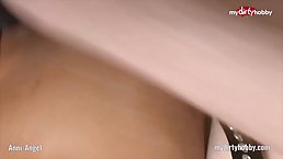Blonde babe with big, firm tits is getting doublefucked in the middle of the night