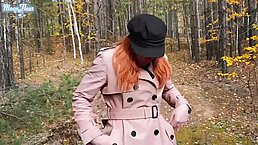 Cock loving redhead is using an opportunity to give a blowjob to a horny stranger