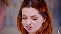 Chubby redhead with big boobs, Annabel Reed is making love with her married co- worker