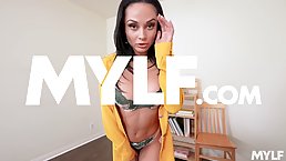 Ana Foxxx and Kenzie Taylor are scissoring in the bedroom, in the middle of the day