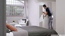 Alexa and Paula are having a hot threesome with a handsome neighbor, in his bedroom