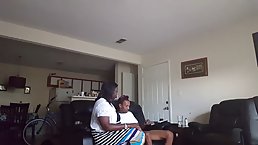 Black guy is fucking a sluty, Ebony BBW next door while her partner is out of town
