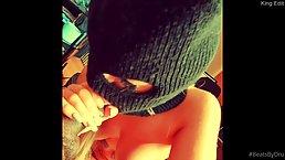 Masked babe, Lana Rose is having steamy sex with a tattooed, black man from the neighborhood