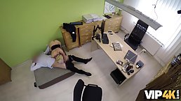 Instead of having a job interview, chubby blonde is having steamy sex and enjoying it