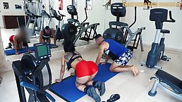 Brazilian brunette with a nice, firm ass is having steamy sex with a white guy
