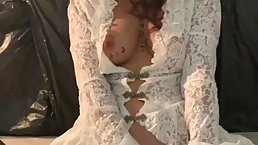 Small titted brunette is masturbating with a vibrator and a dildo while alone at home