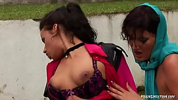 Celine Noirett and Winnie are having a threesome with a poolboy, in the middle of the day