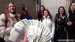 Czech slut with small tits and perky nipples is sucking dick and getting fucked for cash