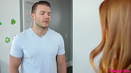 Petite redhead with tiny tits, Scarlet Skies is moaning while having casual sex with a friend